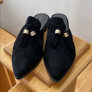 Stuart Weitzman Slide Along Suede Tassel Mule